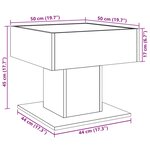 vidaXL Table basse avec LED gris béton 50x50x45 cm bois d'ingénierie