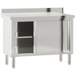 vidaXL Table de travail de cuisine avec portes coulissantes inox