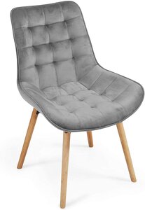 Lot de 2 chaises de salon salle à manger pied en bois et velours gris 01_0000738