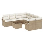 vidaXL Ensemble de canapé de jardin 9 pièces avec coussins beige poly rotin