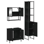 vidaXL Ensemble de meubles salle de bain 3 Pièces noir bois d'ingénierie