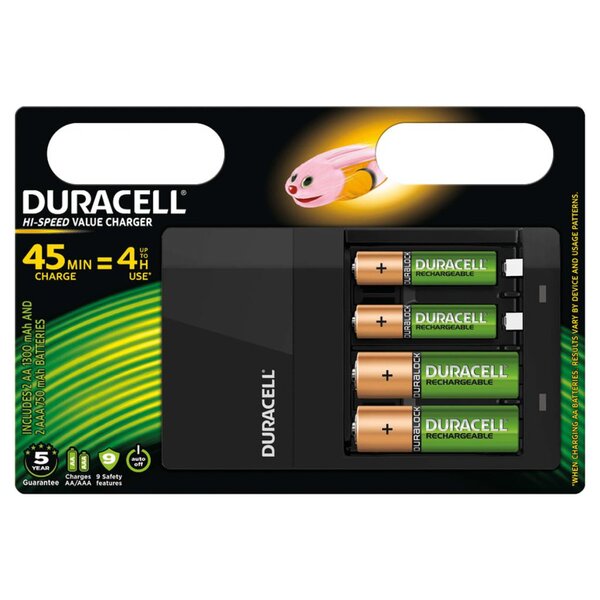 Duracell chargeur de piles hi-speed 45 min cef14