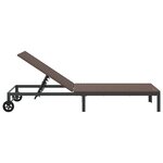 Chaise longue vidaXL avec roues en poly rattan marron