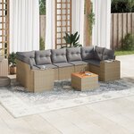 vidaXL Salon de jardin avec coussins 8 Pièces beige résine tressée