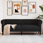 vidaXL Canapé Chesterfield 3 places noir tissu