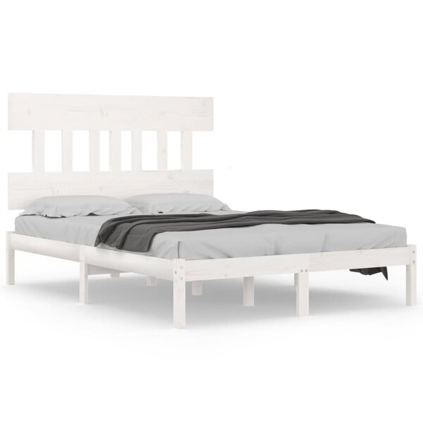 vidaXL Cadre de lit Blanc Bois massif 160x200 cm