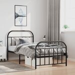 vidaXL Cadre de lit métal sans matelas et pied de lit noir 100x200 cm