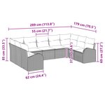 vidaXL Ensemble de Canapé de Jardin de 9 Pièces avec Coussins Gris Clair Rotin Synthétique