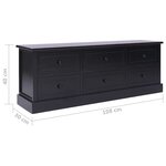 vidaXL Meuble TV Noir 108x30x40 cm Bois de Paulownia solide