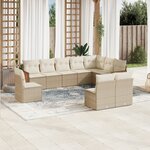 vidaXL Salon de jardin avec coussins 10 Pièces beige résine tressée