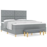 vidaXL Lit à Ressorts Box avec Matelas et Banc Gris clair 180x200 cm Tissu