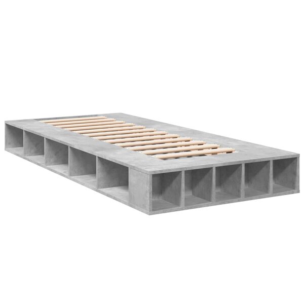 vidaXL Cadre de lit gris béton 75x190 cm bois d'ingénierie