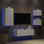 vidaXL Meuble TV muraux 4 Pièces avec lumières LED blanc