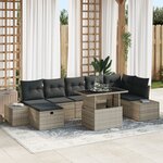 vidaXL Ensemble de canapé de jardin 8 pièces avec coussins gris en poly rotin