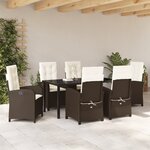 vidaXL Ensemble de jardin 7 pièces avec coussins marron poly rattan