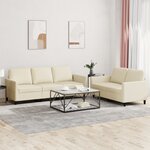 vidaXL Ensemble de canapés 2 Pièces avec coussins Crème Similicuir