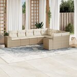 vidaXL Salon de jardin avec coussins 9 Pièces beige résine tressée