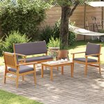 Ensemble de canapé de jardin 4 pièces avec coussins en bois d'acacia
