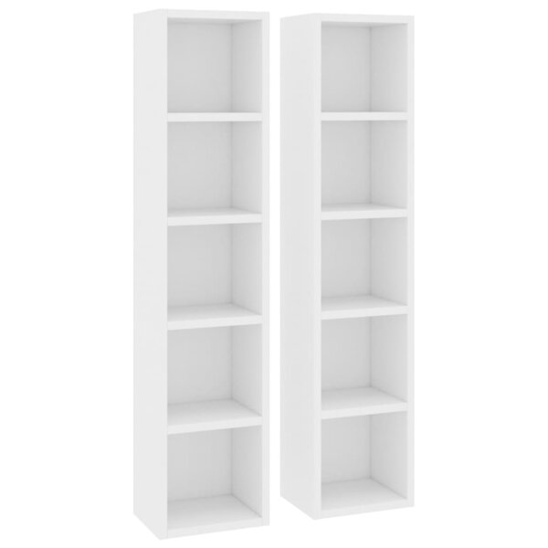 vidaXL Armoires à CD 2 Pièces Blanc 21x16x93 5 cm Bois d'ingénierie