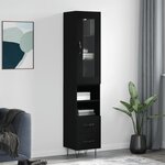 vidaXL Buffet haut Noir 34 5x34x180 cm Bois d'ingénierie