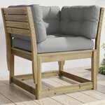 vidaXL Canapé de jardin accoudoirs avec coussins bois pin imprégné