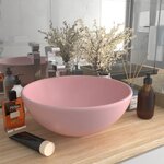 vidaXL Lavabo rond de salle de bain Rose mat 32 5x14 cm Céramique