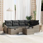 vidaXL Ensemble de canapés de jardin 7 pièces avec coussins gris en rotin synthétique