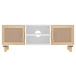 vidaXL Meuble TV Blanc 105x30x40cm Bois de pin massif et rotin naturel
