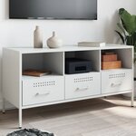 vidaXL Meuble TV blanc 100 5x39x50 5 cm acier laminé à froid
