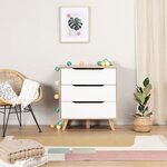 Commode 3 tiroirs - chêne et blanc mat - Pieds en massif - Scandinave 80 cm - VANKKA