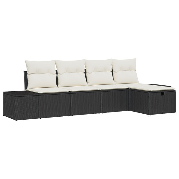 vidaXL Ensemble de 5 Canapés de Jardin avec Coussins Noir Rattan Synthétique