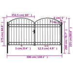 vidaXL Portillon double porte avec dessus arqué Acier 300x175 cm Noir