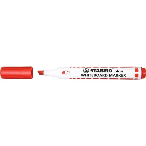 Marqueur plan effaçable à sec pte biseautée rouge x 10 stabilo