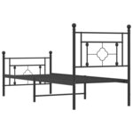 vidaXL Cadre de lit métal avec tête de lit/pied de lit noir 75x190 cm