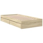 vidaXL Cadre de lit et tiroirs chêne sonoma 90x190cm bois d'ingénierie