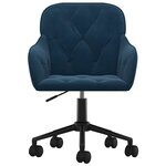 Chaise fauteuil siège pivotante de bureau informatique étude velours bleu 02_0024092