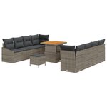 Ensemble de Canapé de Jardin 11 Pièces avec Coussins Gris Rattan Synthétique Acacia