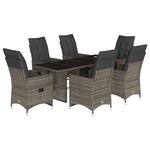 vidaXL Ensemble de bistro de jardin 7 Pièces coussins gris poly rotin