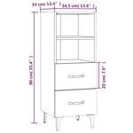 vidaXL Buffet Chêne marron 34 5x34x90 cm Bois d'ingénierie