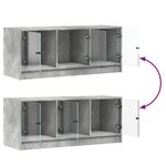 vidaXL Meuble TV avec portes en verre gris béton 102x37x42 cm