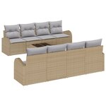 vidaXL Canapé de Jardin 9 pièces avec Coussins Beige en Rattan Synthétique