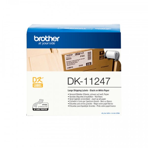 Dk-11247 ruban d'étiquette noir sur blanc