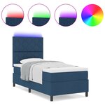 vidaXL Lit Box Spring avec Matelas & LED Bleu 90x200 cm Tissu