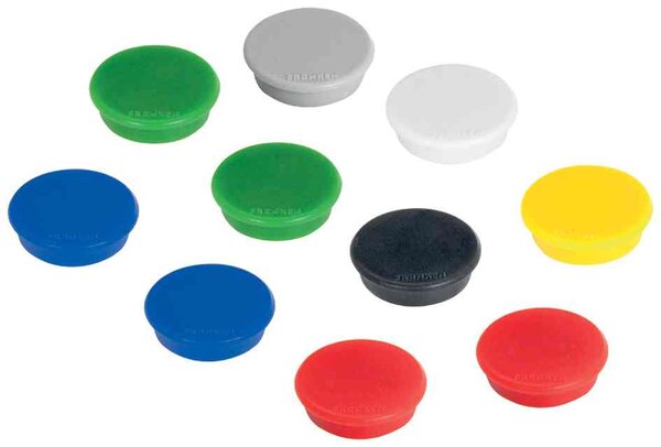 Lot de 10 aimants extra fort 38 mm H 12 mm anti-rayure Assortis FRANKEN