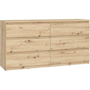 Commode CHELSEA 6 tiroirs - 154 cm x 42 2 x 79 9 - chêne artisan