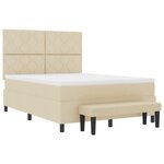 vidaXL Lit à Sommier avec Matelas & Banc Crème 160x200 cm Tissu