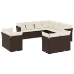 vidaXL Salon de jardin et coussins 11 Pièces marron résine tressée