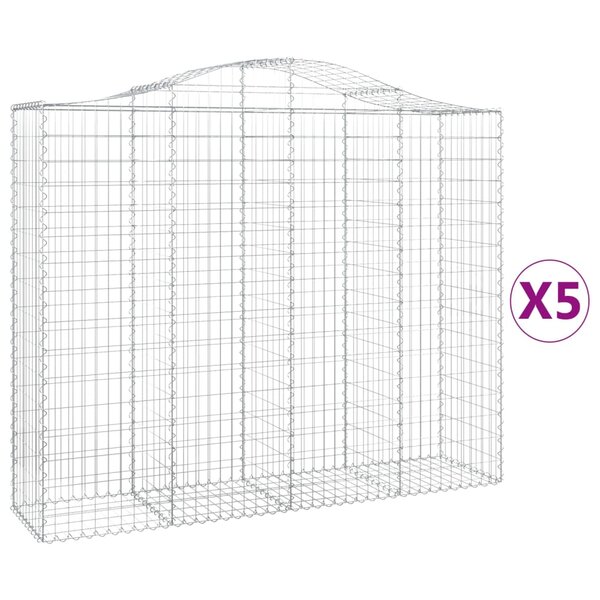 vidaXL Paniers à gabions arqués 5 Pièces 200x50x160/180 cm Fer galvanisé