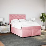 vidaXL Sommier à lattes de lit avec matelas Rose 140x200 cm Velours