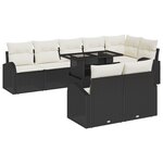 Ensemble de Canapé de Jardin 9 Pièces avec Coussins Noir Rattan Poly
